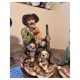 Set of 2 Vintage Hunter and Dog Porcelain Figurines