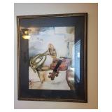 Framed Artwork Print Featuring Violin and French Horn 26x31 Inches