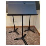 Manhasset Music Stands - Pair of Sheet Music Stands, Black Metal Tilting Tray