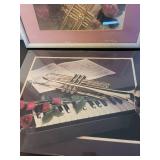 Framed Trumpet and Roses Art Print with Unframed Keyboard & Trumpet Print, 16x20 in