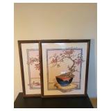 Pair of Framed Bonsai Tree Prints by J.C.G. Swaarte 18x22 Inches