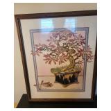 Pair of Framed Bonsai Tree Prints by J.C.G. Swaarte 18x22 Inches