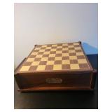 Wooden Multi-Game Set with Storage Drawer - Chess, Backgammon, Checkers, Cribbage, Dominos, Poker Dice