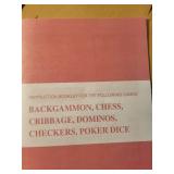 Wooden Multi-Game Set with Storage Drawer - Chess, Backgammon, Checkers, Cribbage, Dominos, Poker Dice