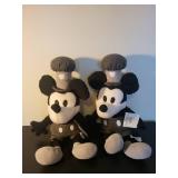Pair of Disney Steamboat Willie Mickey Mouse Plush Toys with Tags