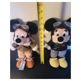 Set of 2 Disney Mickey and Minnie Mouse Aviator Plush Dolls 12 Inch