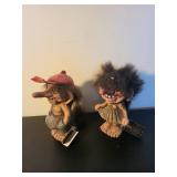 Pair of Nyform Norwegian Troll Figurines with Hair and Tags
