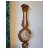 Vintage Wall-Mounted Wood Barometer with Thermometer and Hygrometer
