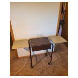 Vintage Metal Sewing Table with Folding Leaves and Casters