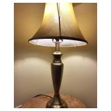 Pair of Brushed Metal Table Lamps with Fabric Shades