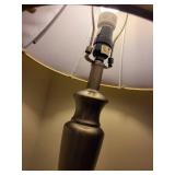 Pair of Brushed Metal Table Lamps with Fabric Shades