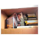 Boxed Lot of Music CDs, Cassettes, and DVDs - Variety of Genres