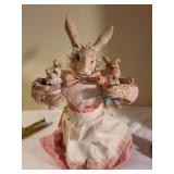 Easter Bunny Figurine Collection with Springbridge Cottage and Vintage Decor