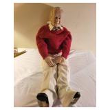 Set of 2 Vintage Elderly Couple Dolls with Fabric Outfits