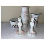 Kaiser Germany 6-Piece Porcelain Floral Vase & Candlestick Set