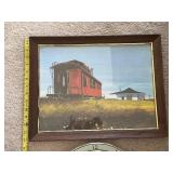 Panclox Hourly Sound Effects Quartz Clock - Train Scene Wall Clock & Framed Rail Painting