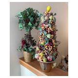Decorative Fruit Topiary Tree in Metal Pot with Berry Clusters