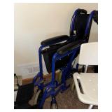 Blue Wheelchair - White Shower/Transfer Chair
