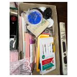 Singer Sewing Kit Box with Blue & Pink Lace Fabric, Glue Bottles & Notions