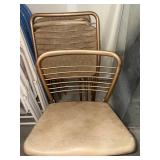 Vintage Stackable Metal Chairs - Tan Vinyl Cushions (Lot of 3)
