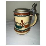 Beer Stein - Hand-painted German Ceramic with Pewter Lid