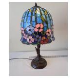 Tiffany-Style Stained Glass Table Lamp with Floral Design