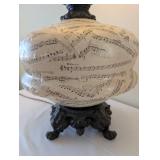Ornate Table Lamp with Sheet Music Base and Pleated Shade