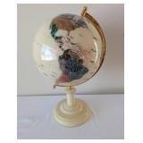 Decorative World Globe with Cream Base and Gold-Tone Axis