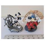 Set of 2 Disney Mickey Mouse Figurines Steamboat Willie & Sorcerer