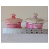 Set of 2 Pink Onyx Stone Trinket Boxes with Lids