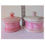 Set of 2 Pink Onyx Stone Trinket Boxes with Lids