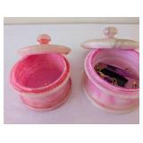 Set of 2 Pink Onyx Stone Trinket Boxes with Lids