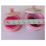 Set of 2 Pink Onyx Stone Trinket Boxes with Lids