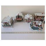 Set of 5 Hawthorne Village Coca-Cola and Grand Central Holiday Village Buildings