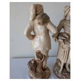 Pair of Vintage MI Italy Ceramic Figural Statues, 21 Inch Tall