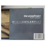 DevonPort 4-Piece Stainless Steel Cutlery Set and Hand-Painted Ceramic Vase