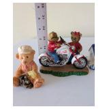 Collection of Decorative Figurines Including Coca-Cola Bears, Porcelain Windmill, Glass Rooster and More