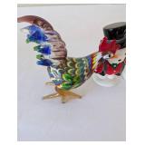 Collection of Decorative Figurines Including Coca-Cola Bears, Porcelain Windmill, Glass Rooster and More