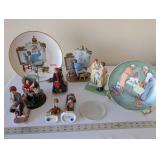 Norman Rockwell Figurines and Collectible Plates Assortment