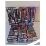 Collection of 7 Talking Political and Celebrity Action Figures in Box