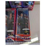 Collection of 7 Talking Political and Celebrity Action Figures in Box