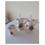 5-Piece Ceramic Floral Bathroom Accessory Set with Soap Dispensers and Holders