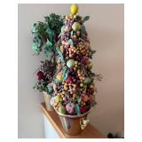 Decorative Fruit Topiary Tree in Metal Pot with Berry Clusters