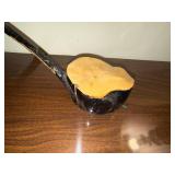 Hand-Carved Wooden Smoking Pipe with Long Curved Stem