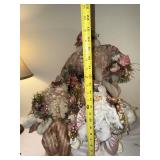 Santa Claus Figures - Hand-Made Christmas Decor with Floral Bouquets (Lot of 2)
