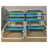 LOT OF 2 Rio Brands 1 Position Multi-color Beach Folding Chairs