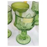 Set of 10 Green Depression Glass Goblets