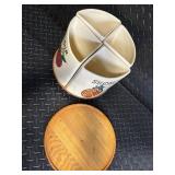 Canister Set - Vintage 4-Piece Ceramic Tea Flour Coffee Sugar with Wood Lid