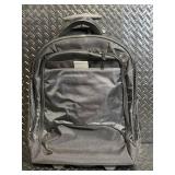 Black Rolling Backpack with Telescoping Handle, Dual Wheels, and Multi-Compartment Organizer