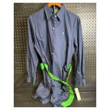 Lauren Ralph Lauren Navy Button-Front Shirt Dress with Neon Belt - Size L